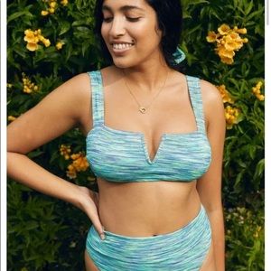 AERIE V SPACE DYE BANDEAU BIKINI TOP